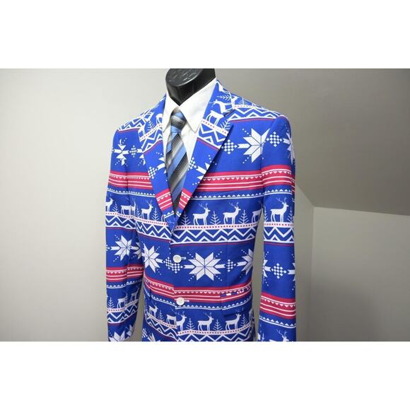Oppo Suits Christmas Snow Flake Suit 2 Piece Suit Pants Jacket Mens 34 x 34 42 R - Picture 1 of 16